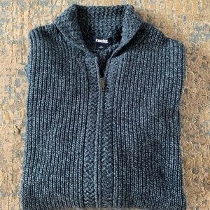 Men’s blue zip up knit sweater size tall L